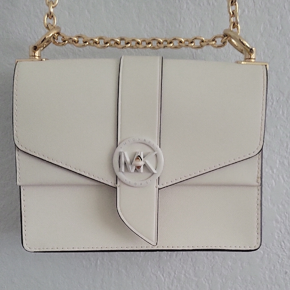 Michael Kors Cream Crossbody Bag with Gold Chain
